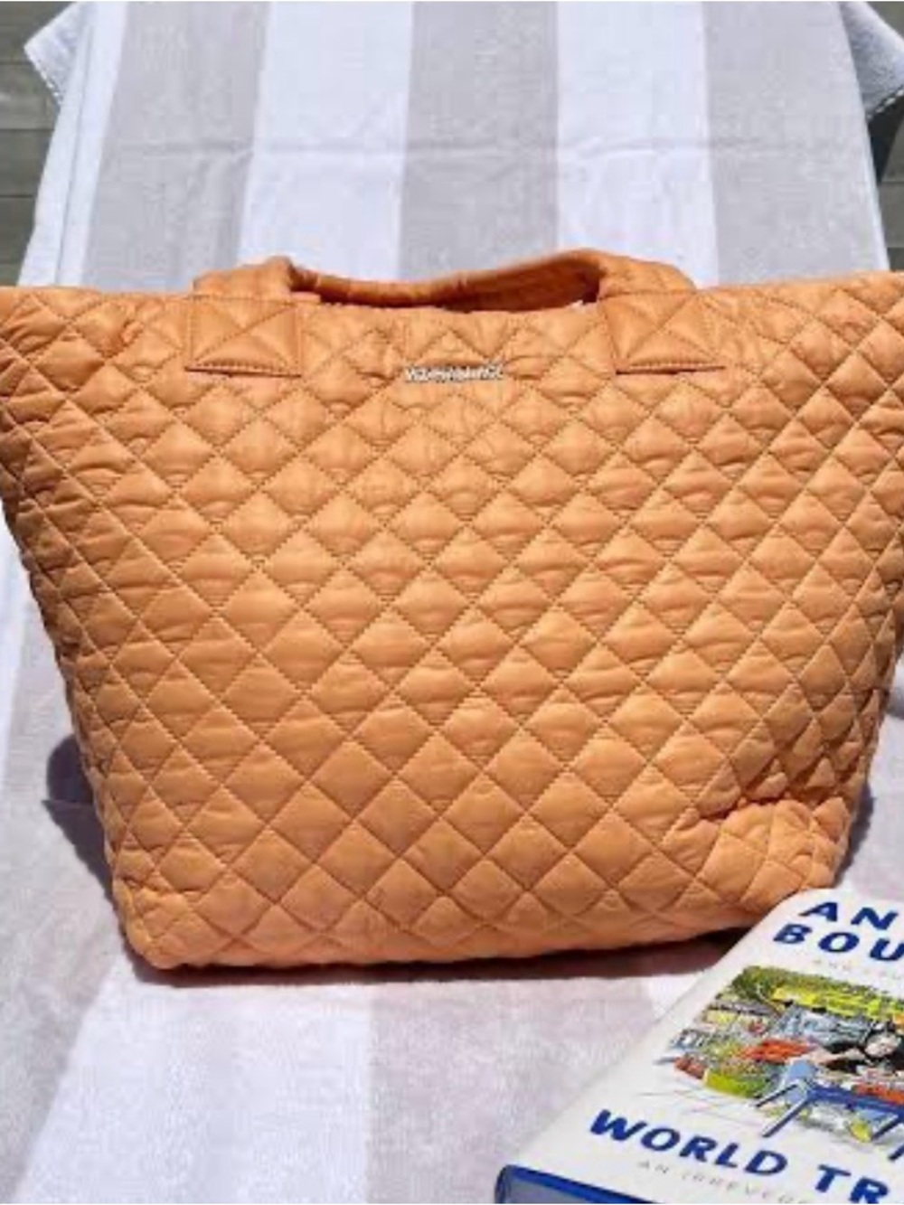 MZ Wallace Quilted Tote in Peach